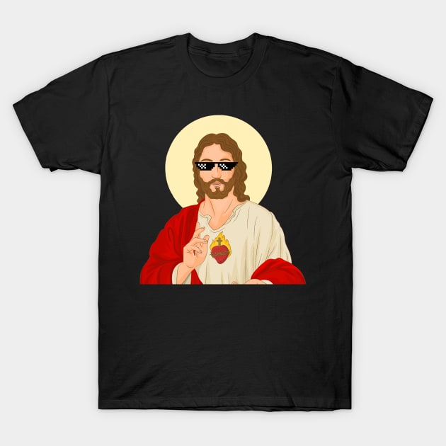 Jesus Funny Meme Glasses T-Shirt by cap2belo